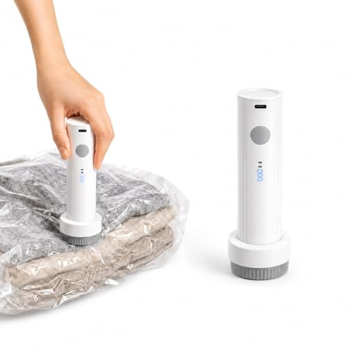 KINSAM Cordless Electric Vacuum Pump – 25W High-Power Portable USB-C Rechargeable Travel Vacuum Pump and Vacuum Bag Pump for Vacuum Bags for Travel, Clothes and Bedding (Storage Bags Not Included)