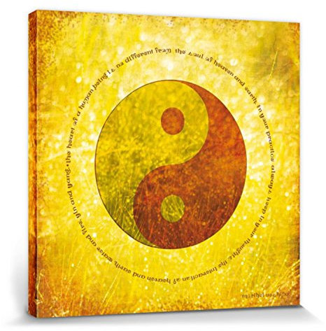 1art1 Inspiration Poster Himmel Und Erde, Wasser Und Feuer, Yin Und Yang Bilder Leinwand-Bild Auf Keilrahmen | XXL-Wandbild Poster Kunstdruck Als Leinwandbild 40x40 cm