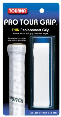 Tourna Pro Tour dünn Ersatz Tennis Grip 1,5 mm weiß