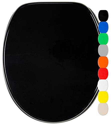 Sanilo Soft Close Toilet Seat, Wide Choice of Monochrome Toilet Seats, Stable Hinges, Easy to Mount (Black)