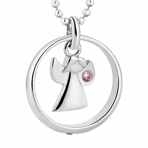 Collana Per Bambini Con Ciondolo Angelo In Argento Sterling E Cristallo Rosa