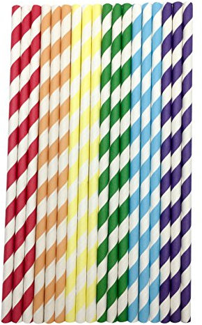 AKORD 150 Pack Paper Drinking Straws Candy Series for Everyday, Party, Wedding, Celebration (Rainbow)