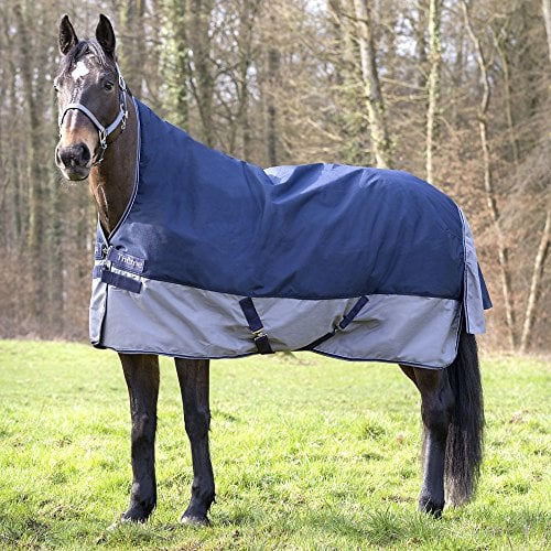 Equi-Theme/Equit'M 400915763 Tyrex 600 D Teppich mit hohem Kragen, Unisex, Erwachsene, Marineblau und Grau, 190 cm