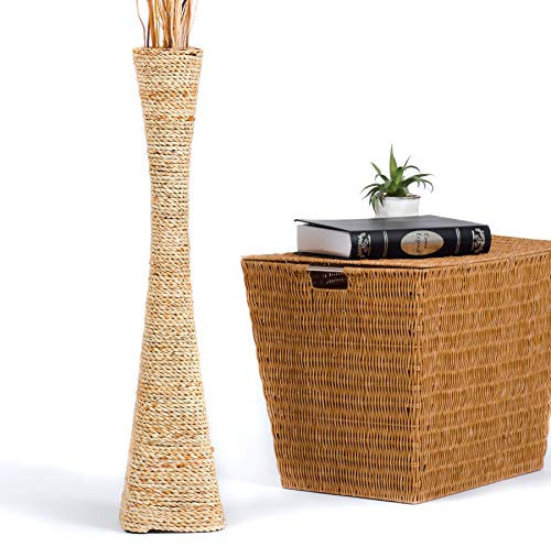 Leewadee Grand Vase à Poser au Sol - Vase à Poser au Sol pour Branches décoratives, Vase Haut Design Forme cheminée, 70 cm, écru