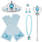 Vicloon Prinzessin Kostüme Eisprinzessin Set of 9, ELSA Handschuhe, Pfirsichherz Krone, Zauberstab, Halskette, Ring, Ohrring.(Blau)