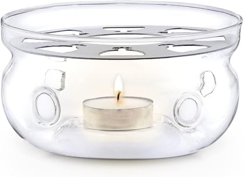 Teabloom Universeller Teewärmer (Große Größe - 15 cm Durchmesser) - Handgefertigt aus hitzebeständigem & bleifreiem Glas - Teelicht inklusive