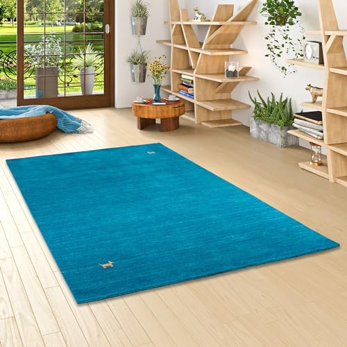 Pergamon Natur Teppich Indo Nepal Gabbeh Shiva Türkis in 10 Größen