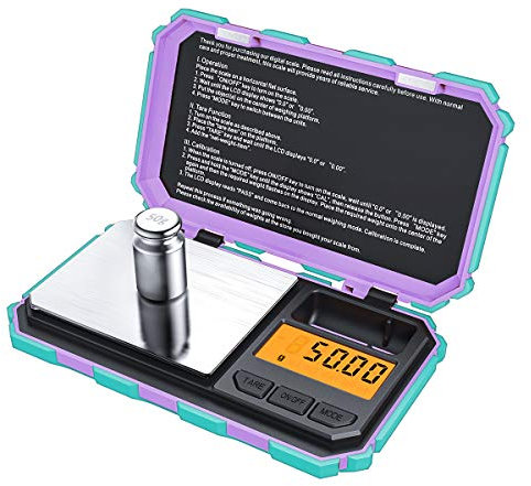 Brifit Feinwaage 0,01 g, Taschenwaage 200g/ 0,01 g, Digitale Taschenwaage, Goldwaage, Münzwaage, mit EIN 50g Edelstahl Kalibriergewicht, Kontrastreiches LCD, Tara Funktion, Auto aus Funtion,Minzgrün