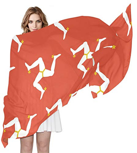 SD3DPrint Isle Of Man Damen Schal mit Flagge, seidig, 182,9 cm x 88,9 cm