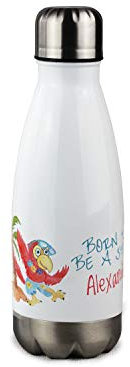 GRAZDesign Trinkflasche Kinder 350ml Kinderflasche | Trinkflasche mit Namen personalisiert Thermosflasche für Kinder, Kleinkinder, Kindergarten & Schule Edelstahl Papagei mit Spruch