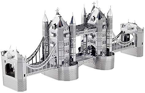 Piececool 3D Puzzle Metal London Tower Bridge Silver, Architecture Craft Model Kits for Adults to Build, 3D Puzzles Adult Teens for 304 Stainless Steel, Decoration, Collection, 65 Pieces