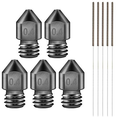 SIMAX3D[3D Drucker Düse Set],[5pcs*0.4MM]MK8 gehärteter Stahl Düsen+Edelstahl Reinigungs Kit,Hochwertige Extruder Nozzles für Creality Ender 3/5