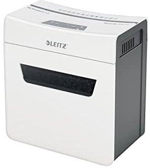 Leitz IQ 6X Premium Aktenvernichter P4, Partikelschnitt, 7-6 Blatt (70-80g/m²), Super leise, kompakt & sauber, TÜV+GS zertifiziert, 10L Behälter, für Büro & Home Office, Protect Serie, Weiß, 80900000