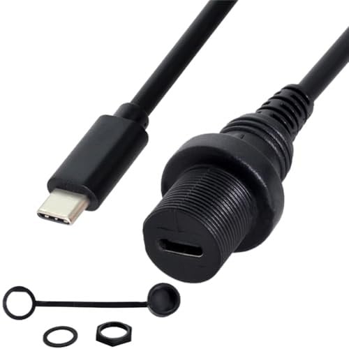 chenyang CY USB C Waterproof Cable,USB 3.1 Type C Male to Female Extension Data Power Waterproof Dustproof Cable for Screw Locking
