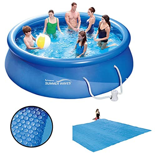VDP Summer Waves Fast Set Quick Up Pool 457x84cm Swimming Pool Familien Schwimmbad mit Filterpumpe + Bodenplane + Solarfolie
