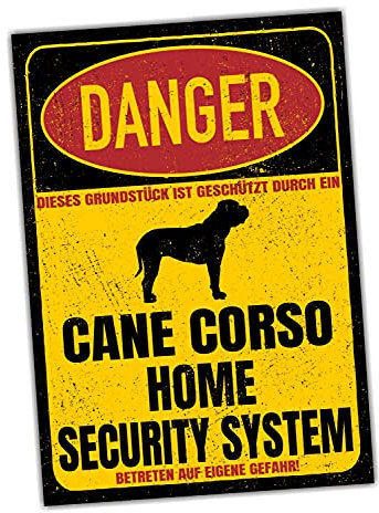 Cane Corso Italiano Dog Schild Danger Security System Türschild Hundeschild Warnschild Sicherheitsschild Hund Privatgrundstück Hundewarnung Warnung vor dem Hund