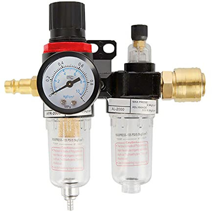 Druckluft Wasserabscheider Druckluftregler, WMLBK Druckluft mit Manometer Wartungseinheit 1/4'' Druckluft Wasserabscheider Öler Filter für Kompressor Pneumatische Komponenten Gas-Prozessor AFC2000