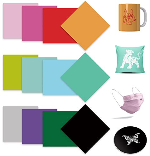 LUCKIGUCK Paquete de hojas de papel de transferencia infusible, preimpresas, teñidas, para planchar en camiseta y taza (sólido 12B)