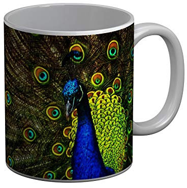 Fabulous Keramische Becher 325ml Sublimer Pfau Zeigt seinen Zug Blauer Vogel