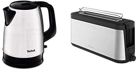 Tefal Element TL4308 Grille-pain à fente longue | 7 niveaux de brunissage | 1000 W & Bouilloire Inox 1,7L Bouilloire sans fil 1,7L Résistance cachée Filtre anticalcaire base pivotante 369°
