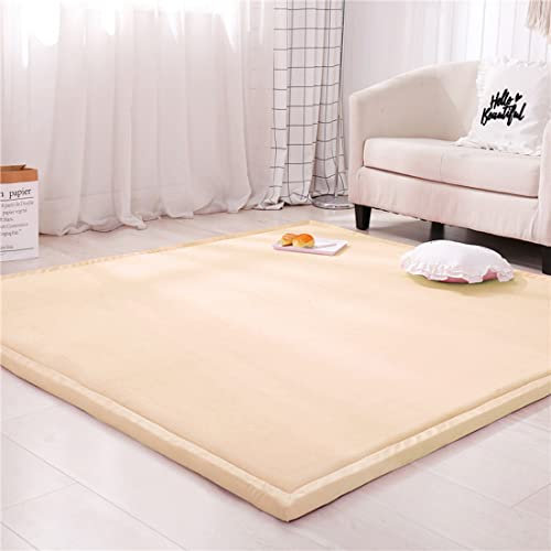 Spielmatte Krabbelmatte Baby Kinder Matte, Extra Dick 3cm Faltbar, Teppich Kinder Krabbeldecke Weiche rutschfest Tatami kinderzimmer Deko, Beige, Grösse: 200x200cm