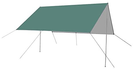 3x3m Zeltdach Zeltplane Camping Tarp mit Stützstange, Erdnägeln und Nylonschnur (Dunkel Grün)