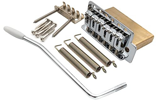 Musiclily Pro 52,5mm Moderne 6-Vis Tremolo Vibrato 40mm Bloc Laiton Solide pour Guitare électrique type Squier Strat, Chrome