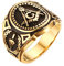 Ayoiow Ring Männer Gravur, Freundschaftsringe Edelstahl Freimaurer Eheringe Gold Ring Größe 62 (19.7)