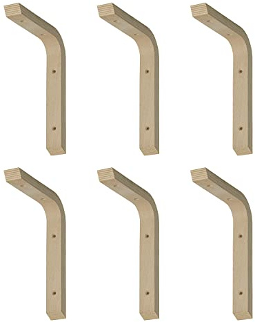 siwitec Schichtholzkonsole Regalwinkel Buchenholz 150x200x28mm 6er-Set | unbehandelte Oberfläche für individuelle Gestaltung, verleimte Holzschichten für Stabilität, 4 Bohrungen Ø3,5 mm