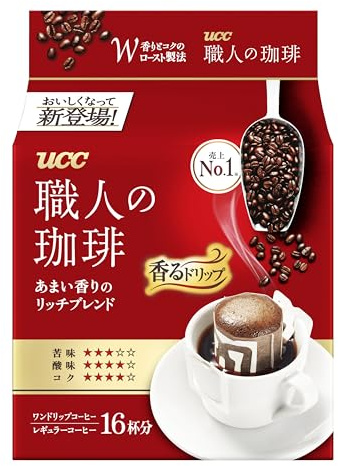 UCC Japan Craftsman's Coffee, Coffee Powder in Takeaway Filter, Rich Brazil Vietnam Blend, 16 Bags