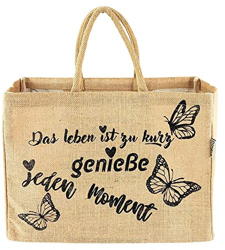 Domelo Einkaufskörbe. Bedruckte Einkaufstasche. Jute Tasche groß. Korbtasche, wasserabweisenden Strandtasche. Jutetaschen Shopper als Shopping bag. Nachhaltige Tragetasche (Schmetterling)