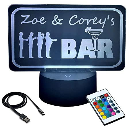 Personalised LED Bar Sign | Colour Changing Neon Sign | Man Cave Accessory