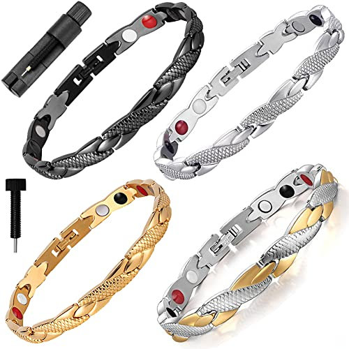 Vicmag 4 PCS magnetarmband herren damen, Magnetische Armbänder, Geschenk mit Entfernung Werkzeug (4 PCS)
