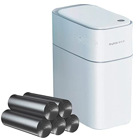 JOYBOS PK5454 Papelera Cubo 15 l con Sensor de Movimiento Inteligente sin Contacto-Incluye 120 Bolsas de Basura, 15 litros, Plástico ABS + PP, Blanco