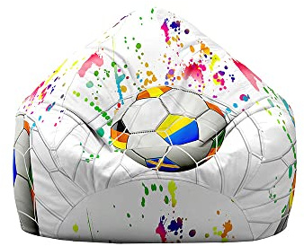 Treer Sitzsack ohne Füllung Kinder Erwachsene, Bean Bag ohne Innensack mit Reißverschlus, 3D Fußball Muster Sitzsäcke Sitzsackbezug, Spielzeug Aufbewahrung Sitzkissen (100x120cm,Fußball 1)