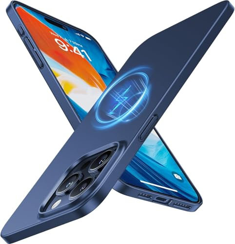 TORRAS Ultra Dünn für iPhone 15 Pro Hülle für MagSafe [Nr. 1 Magnetkraft] Extrem Stoßfest Kratzfest Hülle iPhone 15 Pro Case(Samtiger Griff & Elegantes Aussehen) Slim Handyhülle iPhone 15 Pro Blau
