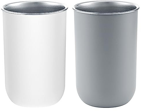 Mousyee Ahnputzbecher, Becher Edelstahl, Eleganter Zahnputzbecher, 2 Stück Zahnputzbecher, Wiederverwendbar, Für Reise Camping Badezimmer Ordentlich Badezimmerzubehör, Hellgrau