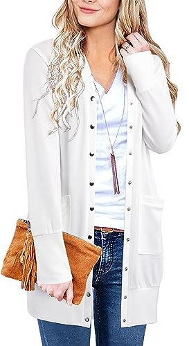 II ININ Women Cardigans for Women UK White Ladies Long Cardigan Fall Lightweight Knit Cardigan