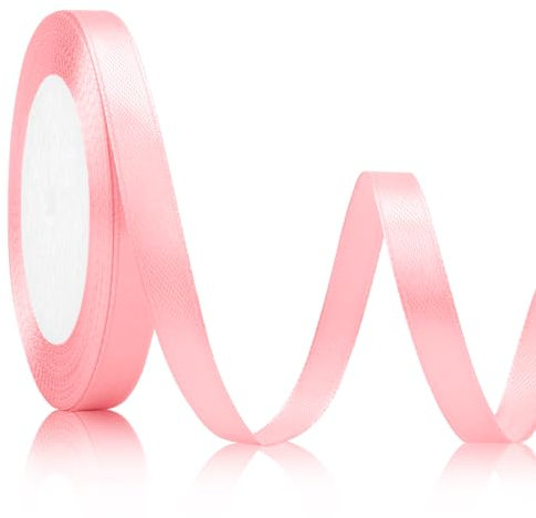 Satinband Rosa Geschenkband Rosa 10mm 23meters Schleifenband Muttertagsgeschenk Dekoration Rosa Stoffband für Hochzeit Band Brautstrauß Satinband Geschenkband Set Rosa Schleife Deko Pink Sugar Pinke