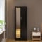 2 Doors Mirrored Wardrobe for Small Bedroom Bedroom Furniture Robe with 1 Storage Compartment, Hanging Rail, 72 x 47 x 170 cm (Black)