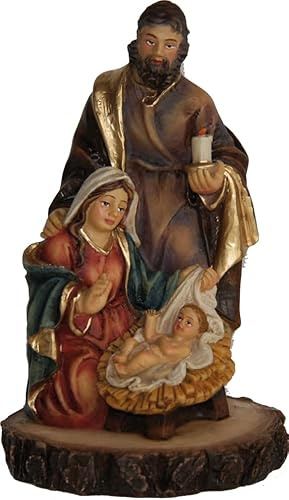 FADEDA Krippenblock auf Holzscheibe/Höhe:7 cm/handbemalt/detailgetreue Krippen Figuren - Weihnachten Tisch Dekoration Krippe Zubehör