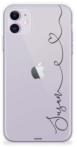 CaseStone Personalised Phone Cases fit Apple iPhone 15 – Custom Design Made in UK Clear Soft Silicone Named Pastel Case Cover – Great Gifts for Significant dates & Clear transparent names 2