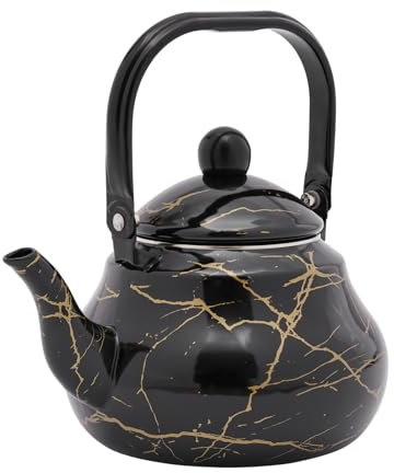 Flötenkessel,2liter wasserkessel Retro Teekessel,Flache Basis Wasserkocher,Wasserkessel Induktion Flötenkessel aus Edelstahl für Gasherd Induktionsherd Herd(Schwarz)