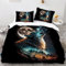 SMchwbc Wolf Bettwäsche 135x200cm Kinder Tier 3D Wolf Bettbezug Set Für Jugendliche, Wolf Bettwäsche-Set 3teilig Schwarz Blue Mit Reißverschluss (140 x 210 cm,7)