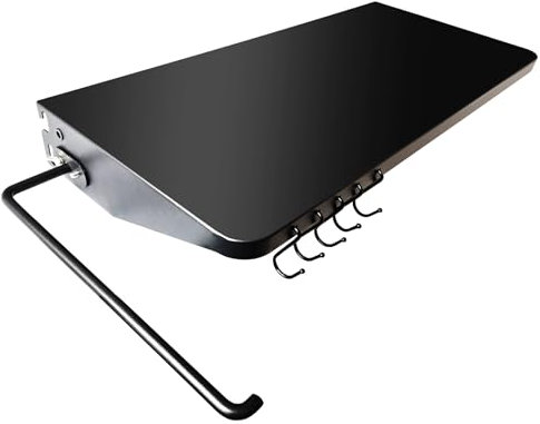 PACOSMILE Faltbare Frontablage mit Haken für Traeger Pro 575, Pro 22, Ironwood 650 Serie Pelletgrill, Grillzubehör für Traeger Pelletgrills BAC362 Klappregal, 63,5 cm L x 30,5 cm B, Schwarz