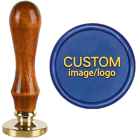KuSONG Personalisierter Stempel für die Hochzeit, Verlobung Geschäft Buchstaben - Wachssiegel Siegelstempel Individueller mit Logo, Name (Holzgriff & Messingkopf Siegelstempel)