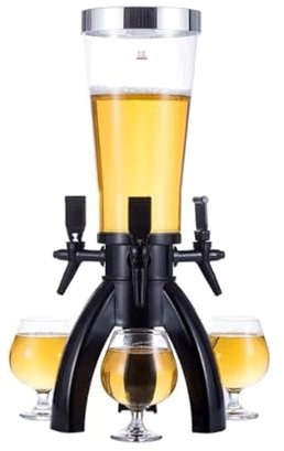 Dispensador de torre de cerveza, Dispensador de torre de cerveza, dispensador de bebidas de 3 litros, torre de cerveza de mesa, dispensador de torre de bebidas transparente, con 3 grifos y carámbanos,