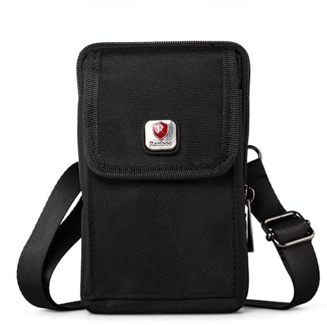 Hengwin Nylon Mobile Phone Belt Bag Compatible with iPhone 16 15 Plus, iPhone 16 15 14 13 12 Pro Max, Samsung Galaxy S24 S23 Ultra S24+ S23+ Shoulder Bag Mobile Phone Holder with Belt Clip