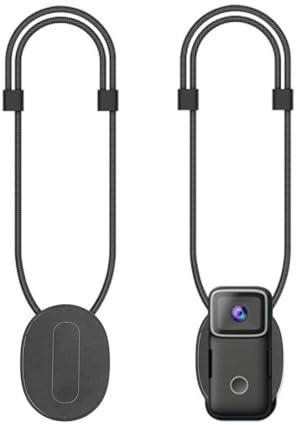 Jectse Supporto Magnetico per Montaggio Sul Petto per Action Cam, Cordino per Collana con Tracolla Girevole a 360°, Accessori per Montaggio su Cordino per Collana Selfie a Sgancio (BLACK)