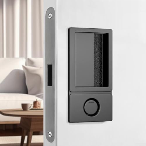 PETSTIBLE Door Lock, Handleless Flat Lock Magnetic Flush Mount Silent Push-Pull Invisible DoorLock(Matt black)